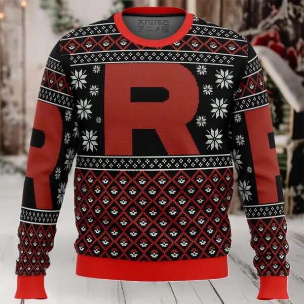 Pokemon Team Rocket Red Black Ugly Christmas Sweater