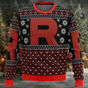 Pokemon Team Rocket Red Black Ugly Christmas Sweater