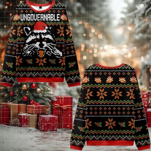 Raccoon Ungovernable Ugly Sweater 2025 Christmas