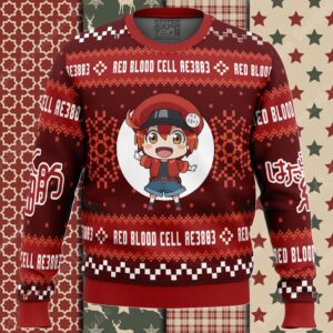 Red Blood Cell Cells at Work Ugly Christmas Sweater