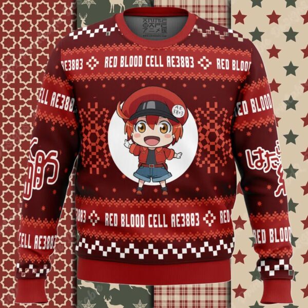 Red Blood Cell Cells at Work Ugly Christmas Sweater