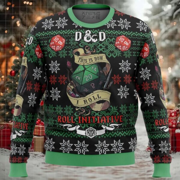 Roll Initiative Dungeons & Dragons Ugly Christmas Sweater