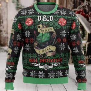 Roll Initiative Dungeons & Dragons Ugly Christmas Sweater