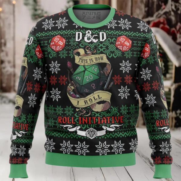 Roll Initiative Dungeons & Dragons Ugly Christmas Sweater