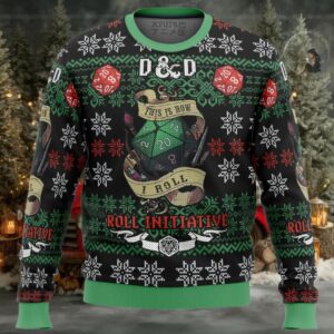 Roll Initiative Dungeons & Dragons Ugly Christmas Sweater