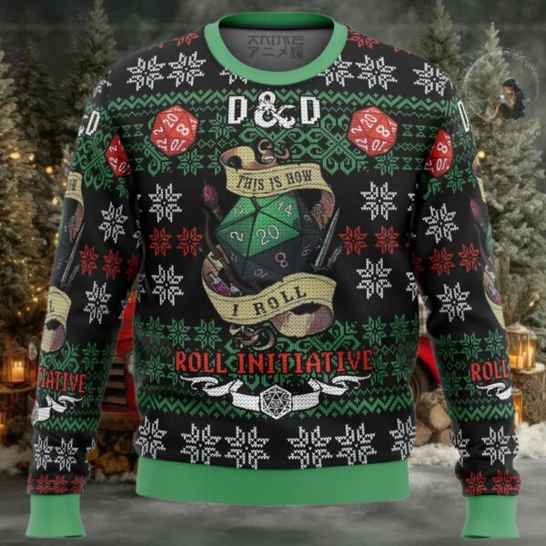 Roll Initiative Dungeons & Dragons Ugly Christmas Sweater
