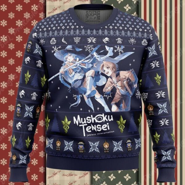 Roxy X Rudeus Mushoku Tensei_ Jobless Reincarnation Ugly Christmas Sweater