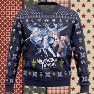 Roxy X Rudeus Mushoku Tensei_ Jobless Reincarnation Ugly Christmas Sweater