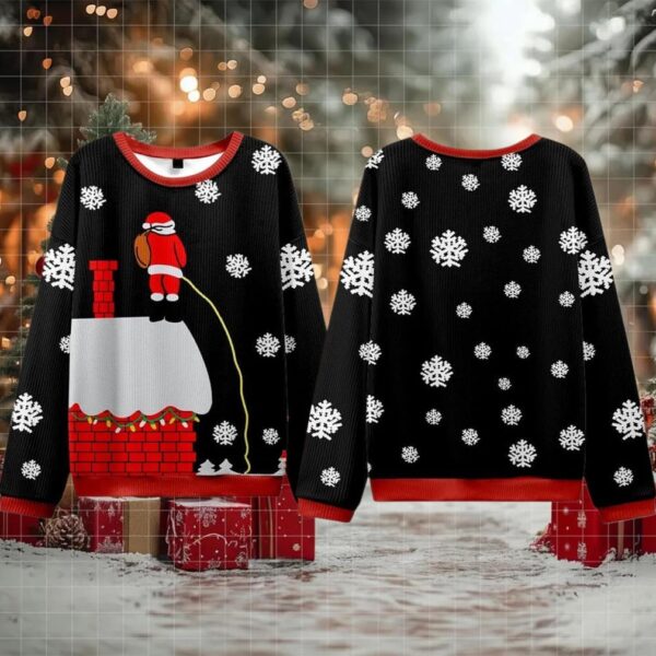 Santa Claus On The Roof Ugly Sweater 2025 Christmas