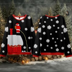 Santa Claus On The Roof Ugly Sweater 2025 Christmas