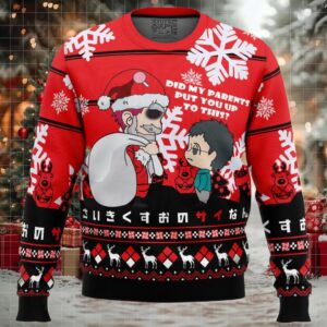 Santa Saiki The Desastrous Life of Saiki K. Ugly Christmas Sweater