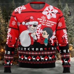 Santa Saiki The Desastrous Life of Saiki K. Ugly Christmas Sweater