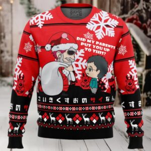 Santa Saiki The Desastrous Life of Saiki K. Ugly Christmas Sweater