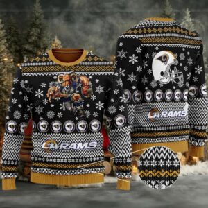 Sports Football Team Los Angeles Rams With Rampage The Mascot For Football Fans Gift For Fan Ugly Wool Sweater Christmas Ugly Sweater Christmas Sweaters Moderntees