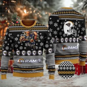 Sports Football Team Los Angeles Rams With Rampage The Mascot For Football Fans Gift For Fan Ugly Wool Sweater Christmas Ugly Sweater Christmas Sweaters Moderntees