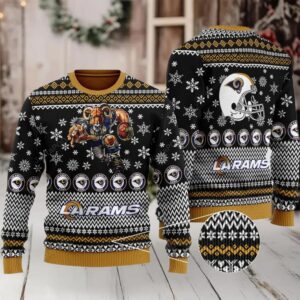 Sports Football Team Los Angeles Rams With Rampage The Mascot For Football Fans Gift For Fan Ugly Wool Sweater Christmas Ugly Sweater Christmas Sweaters Moderntees