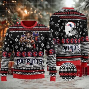 Sports Football Team New England Patriots Player With Helmet And Ball For Football Fans Gift For Fan Ugly Wool Sweater Christmas Ugly Sweater Christmas Sweaters Moderntees