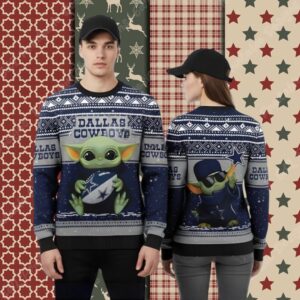 Star Wars Dallas Cowboys Baby Yoda Blue Funny Xmas Ugly Sweater