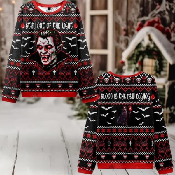 Stay Out Of The Light Blood Ugly Sweater 2025 Christmas