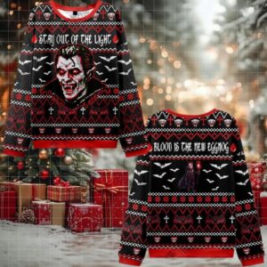 Stay Out Of The Light Blood Ugly Sweater 2025 Christmas