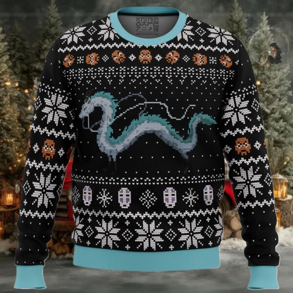 Studio Ghibli Haku Spirited Away Miyazaki Ugly Christmas Sweater