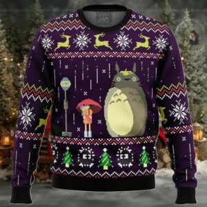 Studio Ghibli Totoro Rain Miyazaki Ugly Christmas Sweater