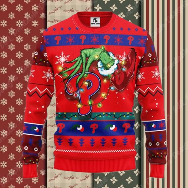 Team Phillies Christmas Ugly Sweater Baseball