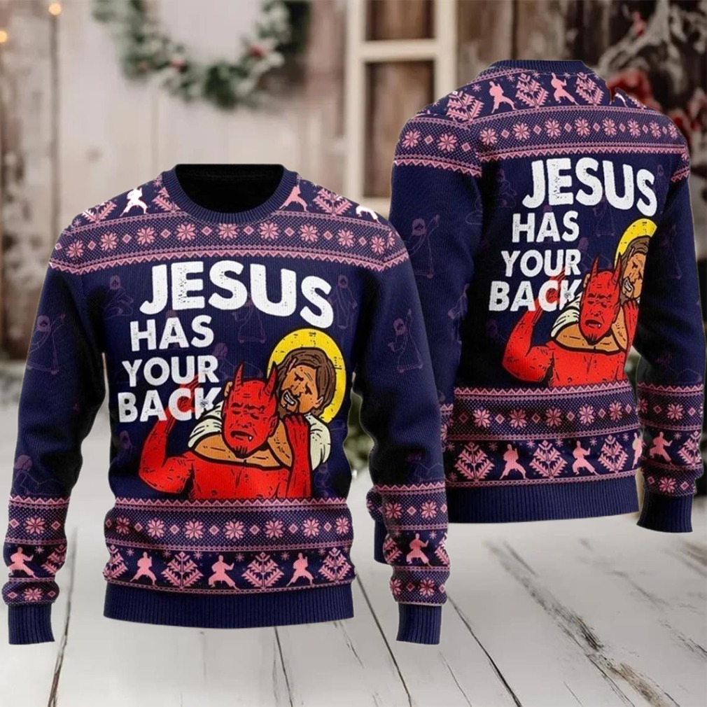 2025 Jesus Has Your Back Ugly Christmas Sweater 2025 Jesus Has Your Back Ugly Christmas Sweater