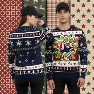 The Grinch Claus Dallas Cowboys Blue Mens Christmas Ugly Sweater