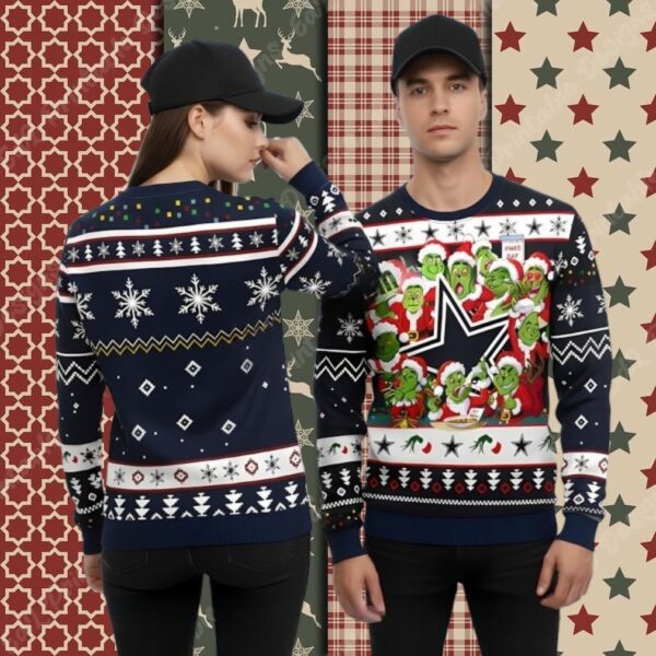 The Grinch Claus Dallas Cowboys Blue Mens Christmas Ugly Sweater