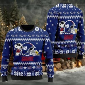 The Snoopy Show Football Helmet 3D New York Giants Ugly Sweater Moderntees