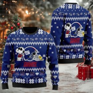 The Snoopy Show Football Helmet 3D New York Giants Ugly Sweater Moderntees
