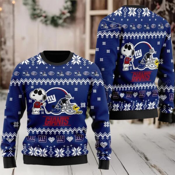 The Snoopy Show Football Helmet 3D New York Giants Ugly Sweater Moderntees