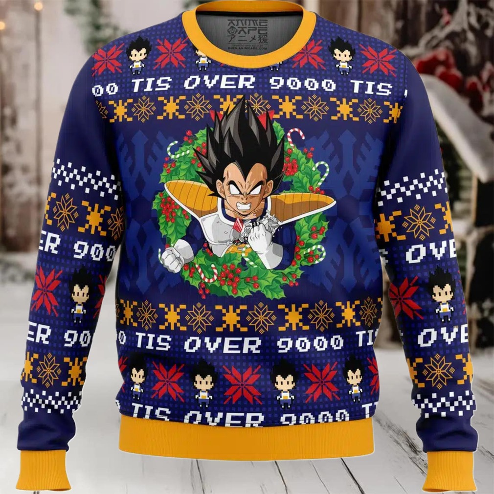 Tis Over 9000 Dragon Ball Z Ugly Christmas Sweater Tis Over 9000 Dragon Ball Z Ugly Christmas Sweater