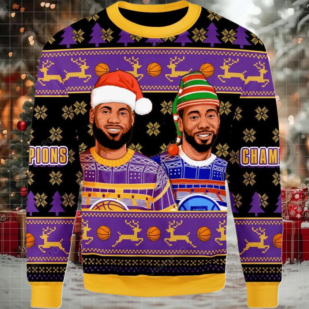 2025 Lebron James And Kawhi Leonard Basketball Christmas Ugly Sweater