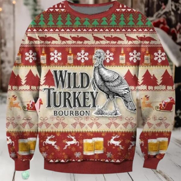 Wild Turkey Christmas Ugly Sweater