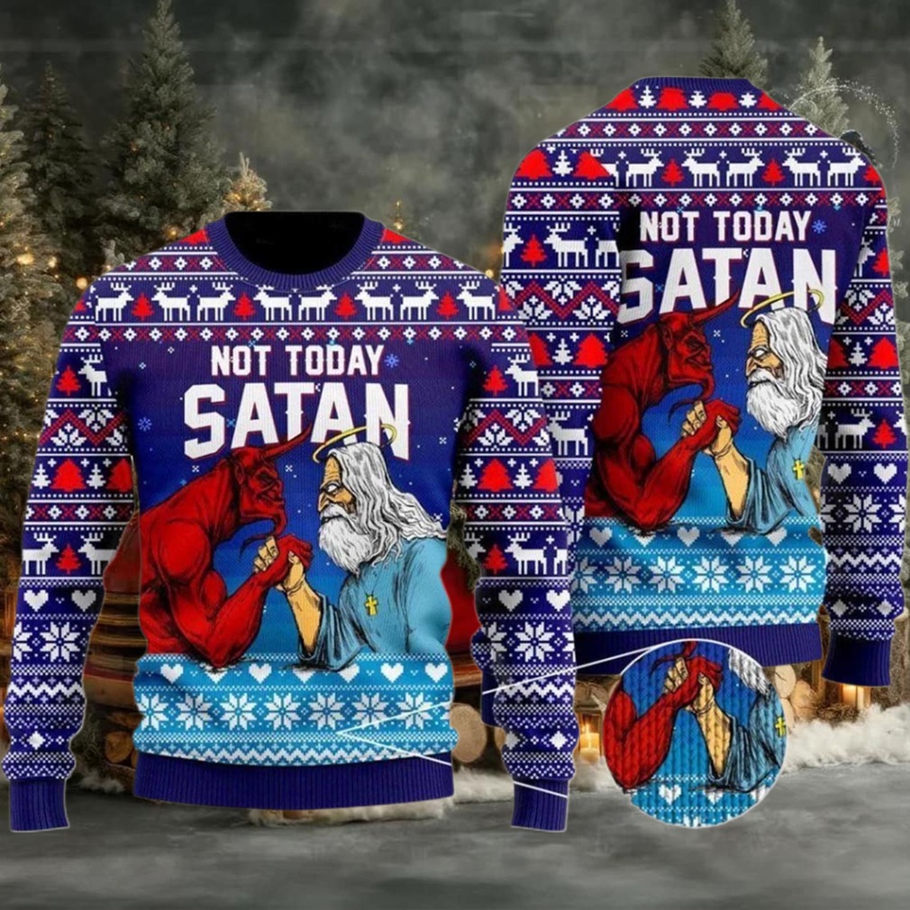 2025 Jesus Not Today Satan Ugly Christmas Sweater