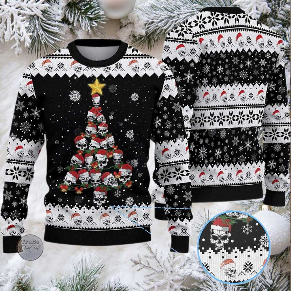 2025 Skull Pine Tree Ugly Christmas Sweater