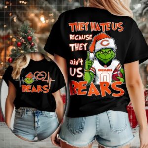 Chicago Bears Grinch Santa They Hate Us Because They Ain’t Us Merry Christmas Shirt