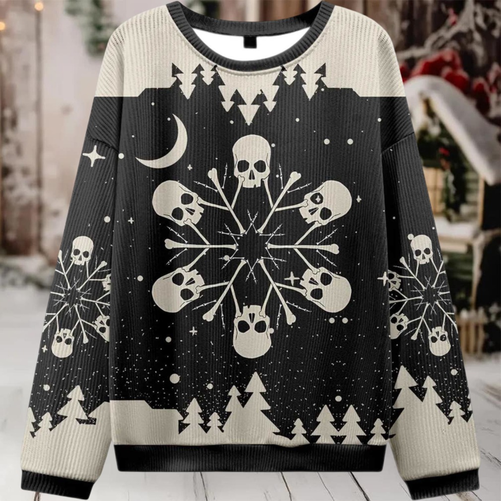2025 Snowflake Skull Ugly Christmas Sweater 2025 Snowflake Skull Ugly Christmas Sweater