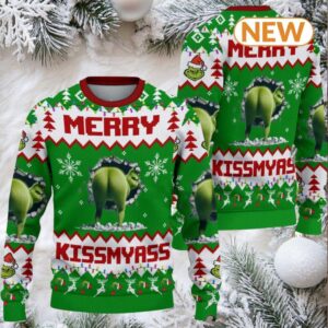 2025 Merry Kissmyass Green Knitted Sweater 2025 Merry Kissmyass Green Knitted Sweater