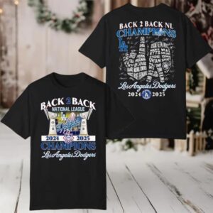2025 Dodgers B2B National League Champions Logo Two Sided Shirt