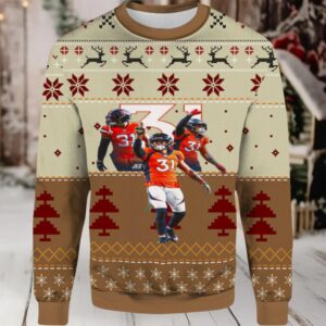 2025 Justin Simmons Denver Broncos Ugly Christmas Sweater