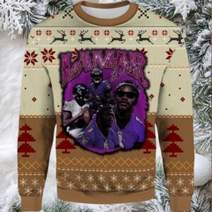 2025 Lamar Jackson Baltimore Ravens Ugly Sweater