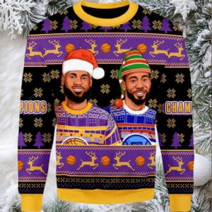 2025 Lebron James And Kawhi Leonard Basketball Christmas Ugly Sweater
