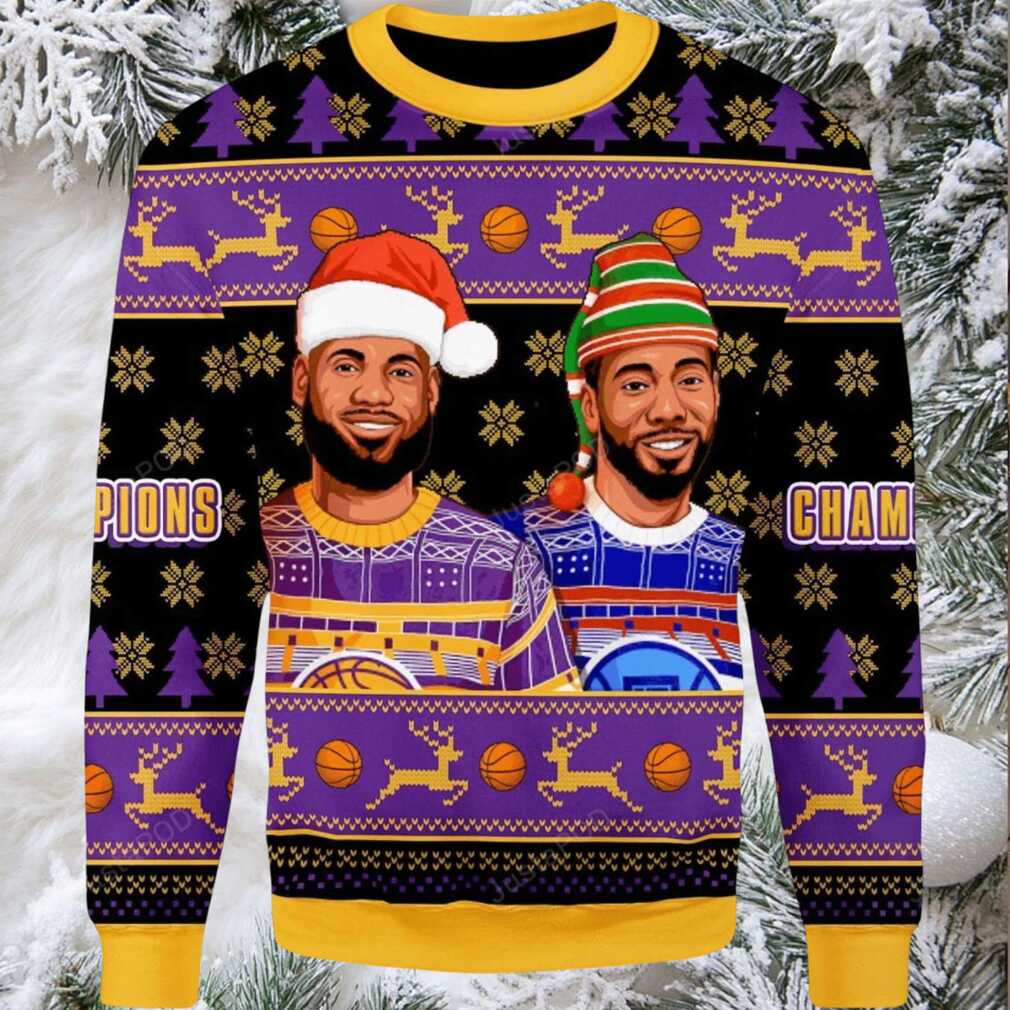2025 Lebron James And Kawhi Leonard Basketball Christmas Ugly Sweater