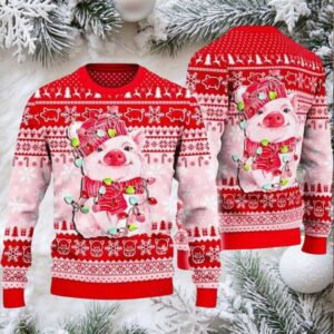 2025 Lovely Pig Reindeer Ugly Christmas Sweater