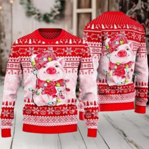 2025 Lovely Pig Reindeer Ugly Christmas Sweater