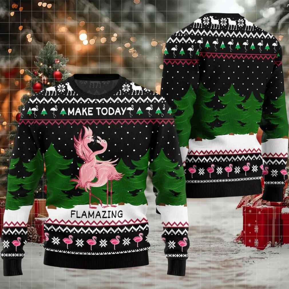 2025 Make Today Flamazing Flamingo Ugly Christmas Sweater