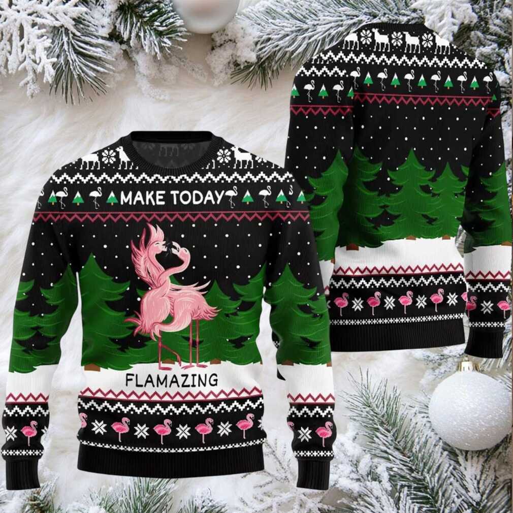 2025 Make Today Flamazing Flamingo Ugly Christmas Sweater